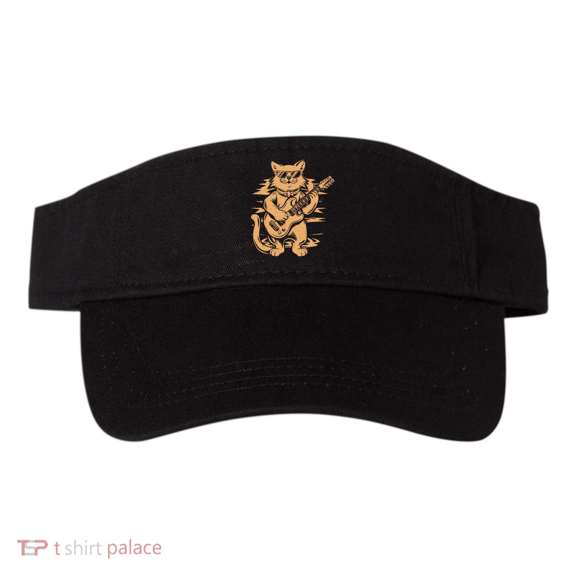 Rock Cat Playing Guitar Rock Kitty Funny Guitar Cat Visor