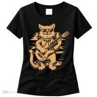 Rock Cat Playing Guitar Rock Kitty Funny Guitar Cat Women's T-Shirt thumb 0