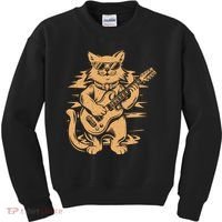 Rock Cat Playing Guitar Rock Kitty Funny Guitar Cat Kids Sweatshirt thumb 0
