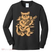 Rock Cat Playing Guitar Rock Kitty Funny Guitar Cat Kids Long Sleeve Shirt thumb 0