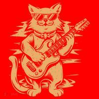 Rock Cat Playing Guitar Rock Kitty Funny Guitar Cat Santa Hat thumb 1