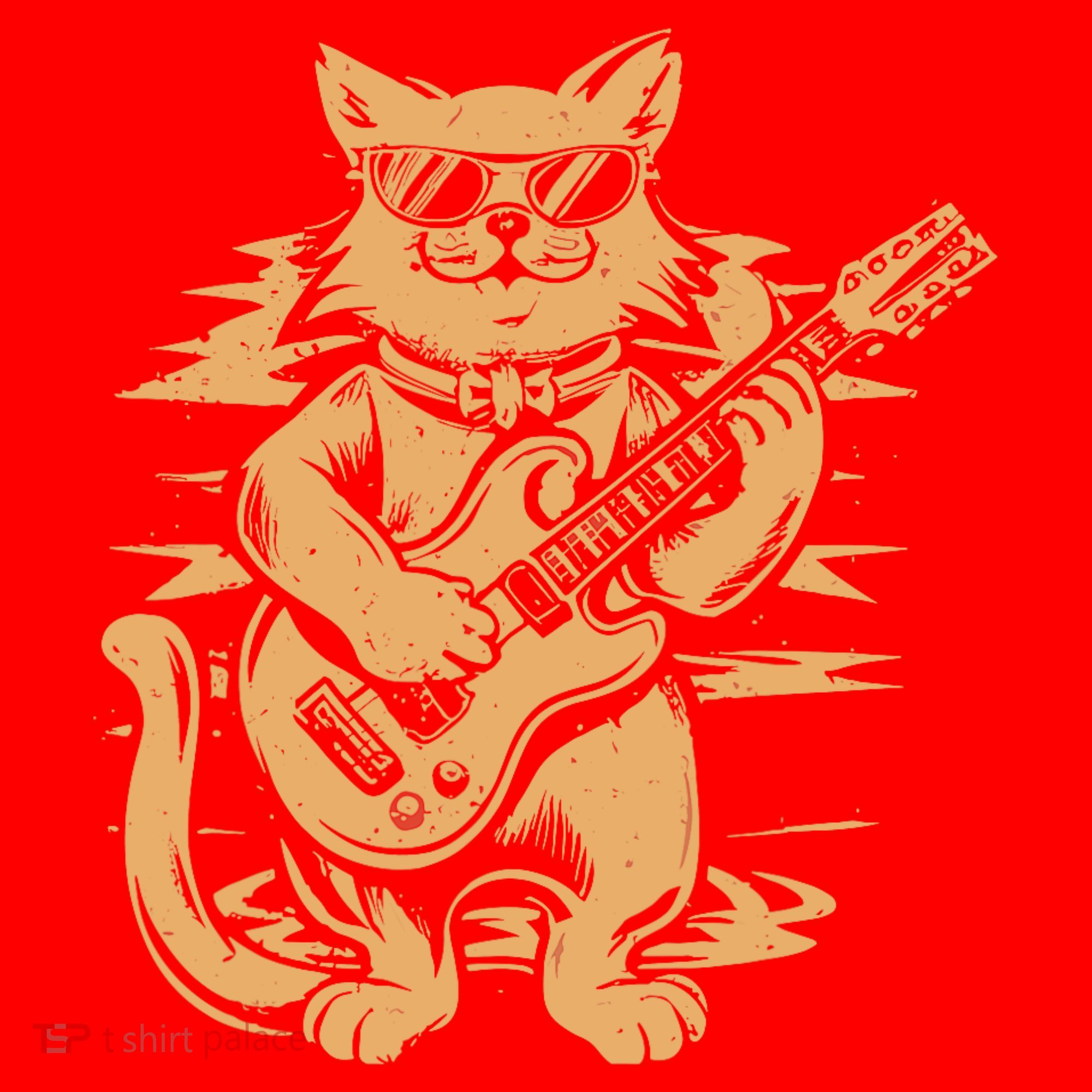 Rock Cat Playing Guitar Rock Kitty Funny Guitar Cat Santa Hat