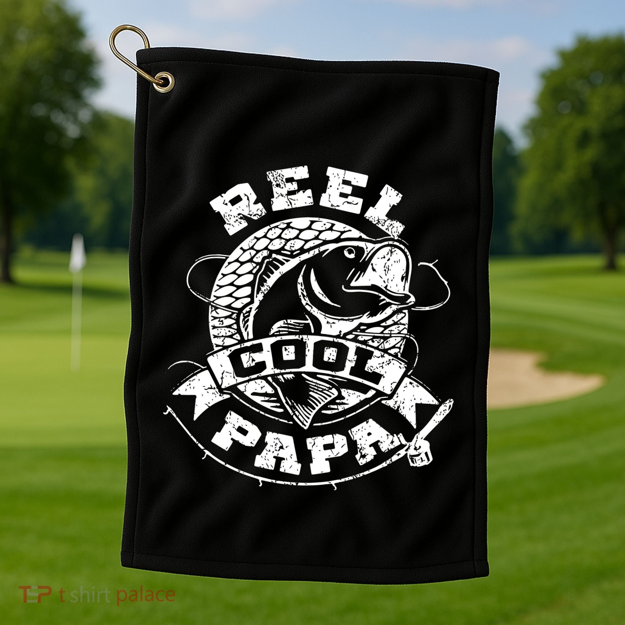 Reel Cool Papa Fish Fishing Shirt Father's Day Golf Towel