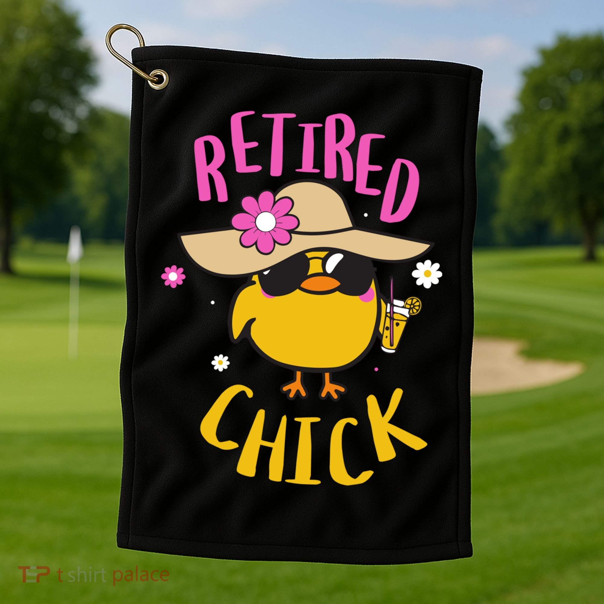 Retired Chick Pension Vacation Pensioner Retirement Chicken Gift Golf Towel