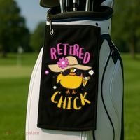 Retired Chick Pension Vacation Pensioner Retirement Chicken Gift Golf Towel thumb 2