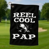 Reel Cool Pap Fishing Fisher Funny Funny Gift Golf Towel thumb 1