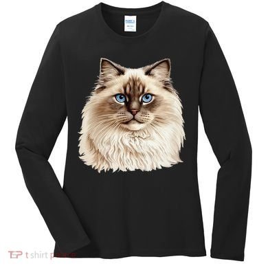 Ragdoll Cat Portrait Ragdoll Cat Head Ragdoll Cat Face Women's Long Sleeve Shirt