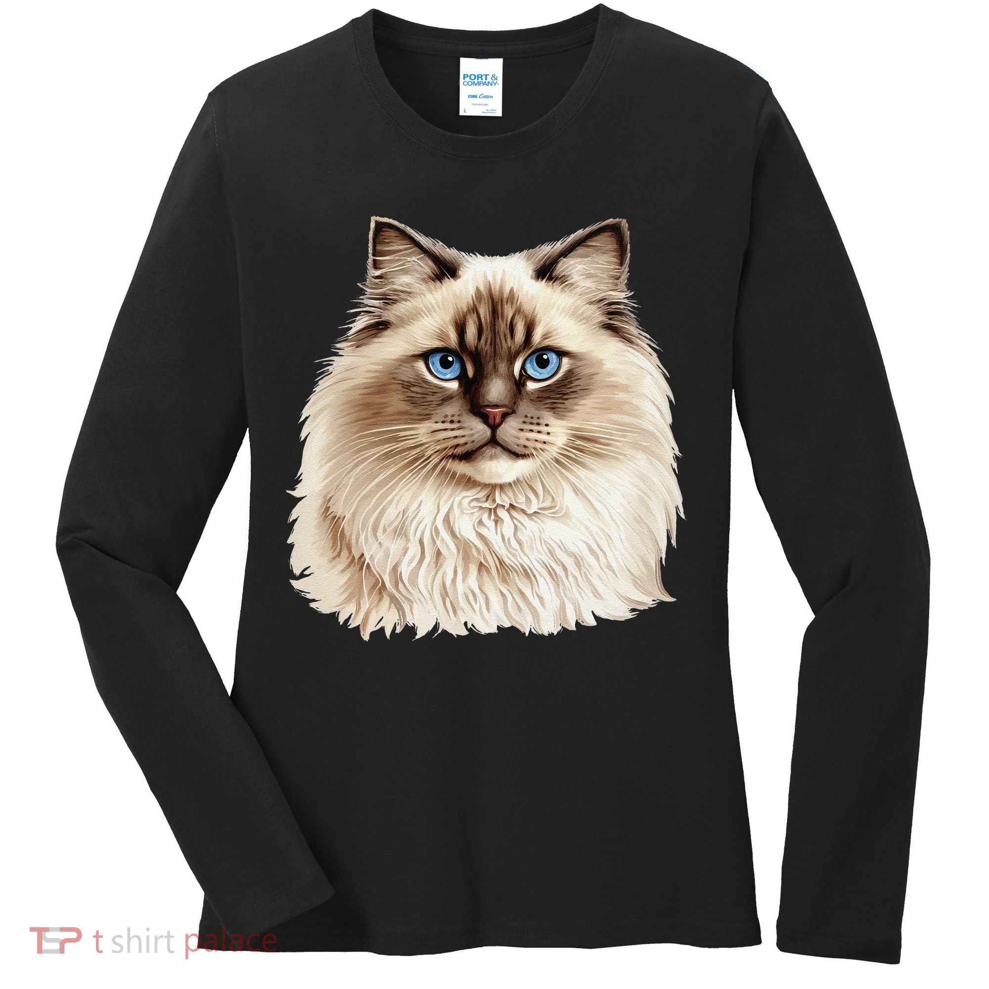 Ragdoll Cat Portrait Ragdoll Cat Head Ragdoll Cat Face Women's Long Sleeve Shirt