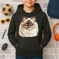 Ragdoll Cat Portrait Ragdoll Cat Head Ragdoll Cat Face Kids Hoodie thumb 2