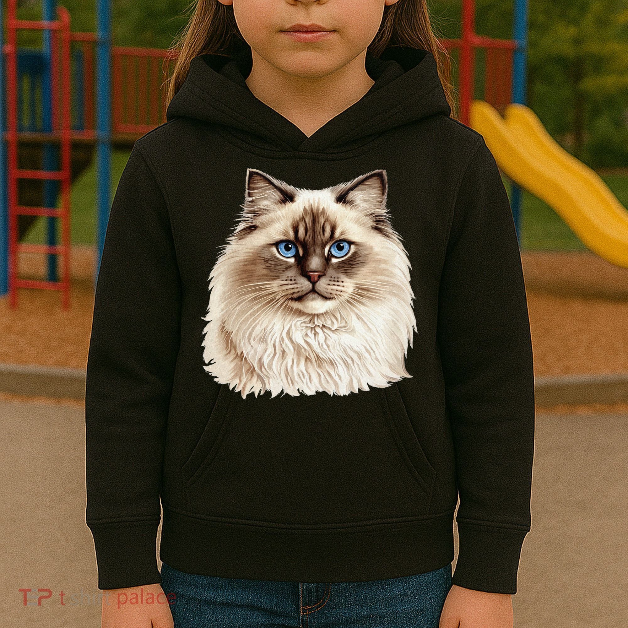 Ragdoll Cat Portrait Ragdoll Cat Head Ragdoll Cat Face Kids Hoodie
