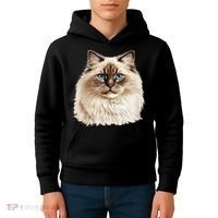 Ragdoll Cat Portrait Ragdoll Cat Head Ragdoll Cat Face Kids Hoodie thumb 4