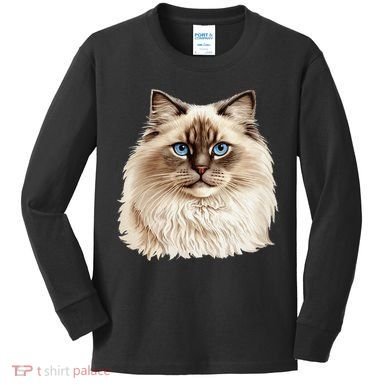 Ragdoll Cat Portrait Ragdoll Cat Head Ragdoll Cat Face Kids Long Sleeve Shirt