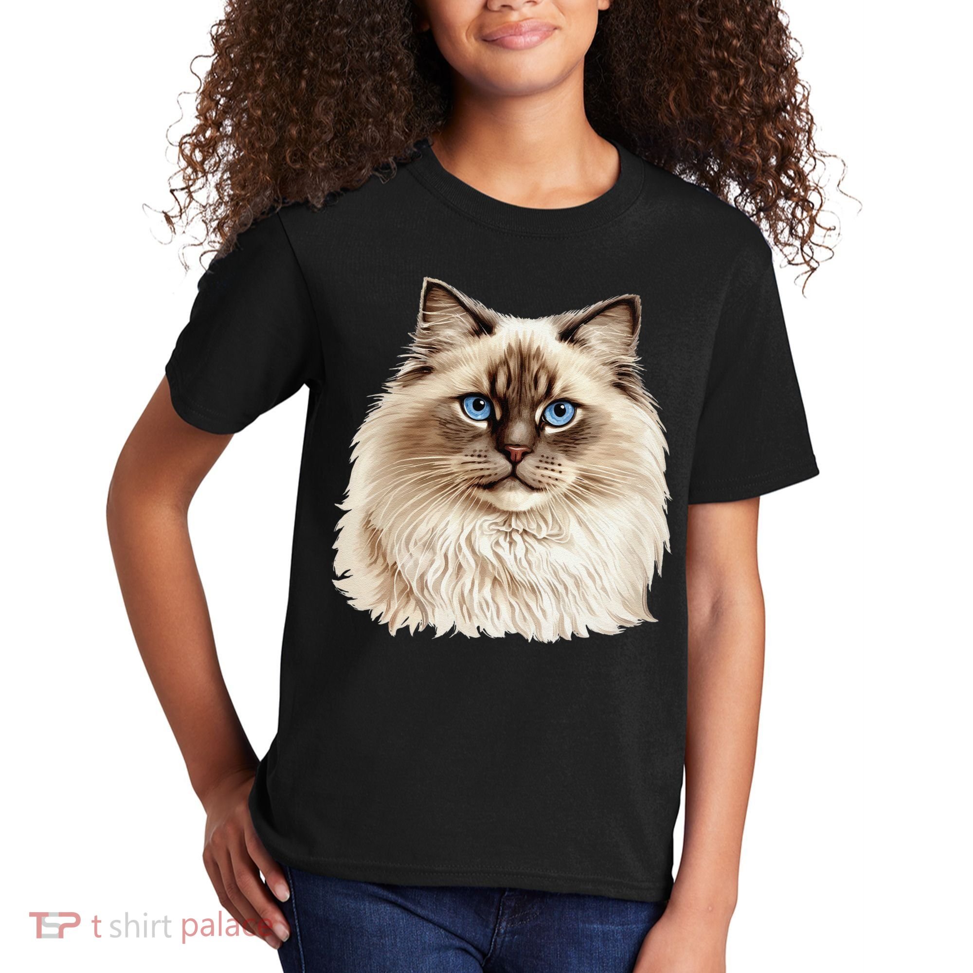 Ragdoll Cat Portrait Ragdoll Cat Head Ragdoll Cat Face Kids T-Shirt