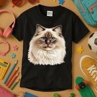 Ragdoll Cat Portrait Ragdoll Cat Head Ragdoll Cat Face Kids T-Shirt thumb 3