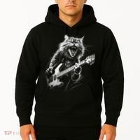 Rock Cat Playing Guitar Funny Guitar Cat Hoodie thumb 2