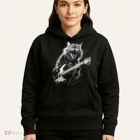 Rock Cat Playing Guitar Funny Guitar Cat Hoodie thumb 5