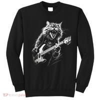 Rock Cat Playing Guitar Funny Guitar Cat Sweatshirt thumb 0