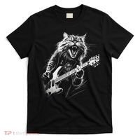 Rock Cat Playing Guitar Funny Guitar Cat T-Shirt thumb 0