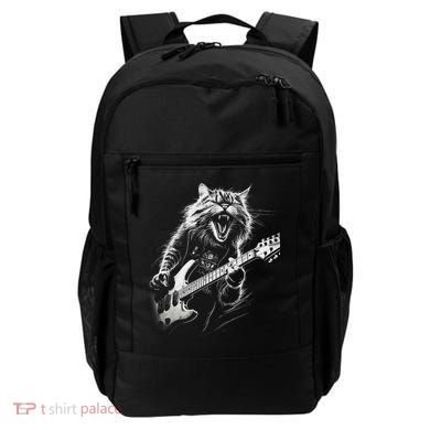 Rock Cat Playing Guitar Funny Guitar Cat Backpack