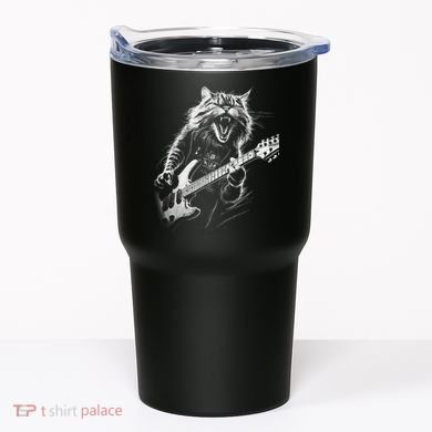 Rock Cat Playing Guitar Funny Guitar Cat Tumbler