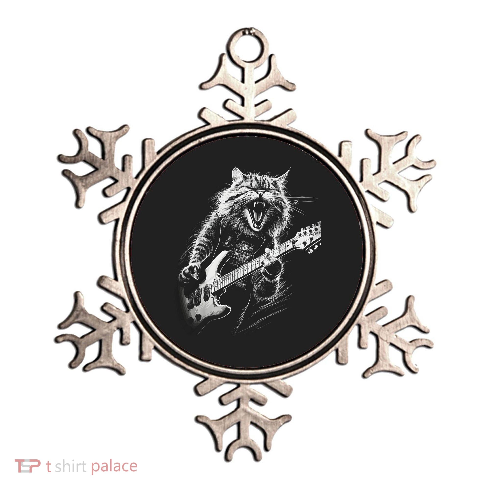 Rock Cat Playing Guitar Funny Guitar Cat Ornament