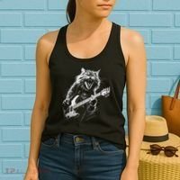 Rock Cat Playing Guitar Funny Guitar Cat Women's Tank Top thumb 2