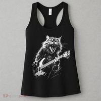 Rock Cat Playing Guitar Funny Guitar Cat Women's Tank Top thumb 3