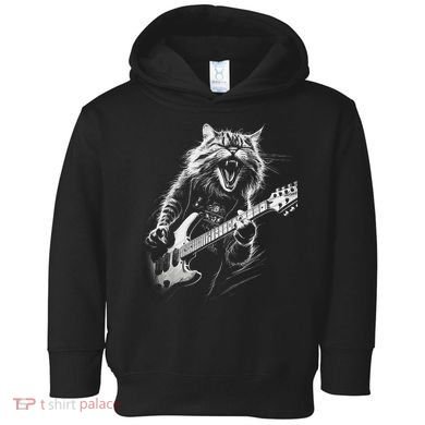 Rock Cat Playing Guitar Funny Guitar Cat Toddler Hoodie
