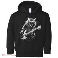 Rock Cat Playing Guitar Funny Guitar Cat Toddler Hoodie thumb 0