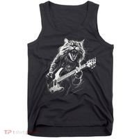 Rock Cat Playing Guitar Funny Guitar Cat Tank Top thumb 0