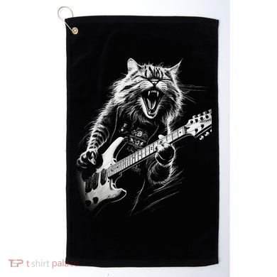 Rock Cat Playing Guitar Funny Guitar Cat Golf Towel
