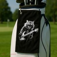 Rock Cat Playing Guitar Funny Guitar Cat Golf Towel thumb 2