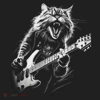 Rock Cat Playing Guitar Funny Guitar Cat Golf Towel thumb 3