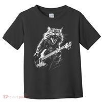 Rock Cat Playing Guitar Funny Guitar Cat Toddler T-Shirt thumb 0