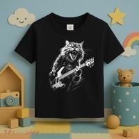 Rock Cat Playing Guitar Funny Guitar Cat Toddler T-Shirt thumb 3