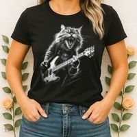 Rock Cat Playing Guitar Funny Guitar Cat Women's T-Shirt thumb 2