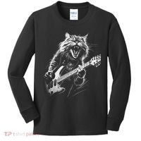 Rock Cat Playing Guitar Funny Guitar Cat Kids Long Sleeve Shirt thumb 0