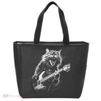 Rock Cat Playing Guitar Funny Guitar Cat Tote Bag thumb 0