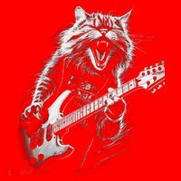 Rock Cat Playing Guitar Funny Guitar Cat Santa Hat thumb 1