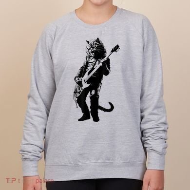 Rock Cat Playing Guitar Funny Guitar Cat Women's Sweatshirt