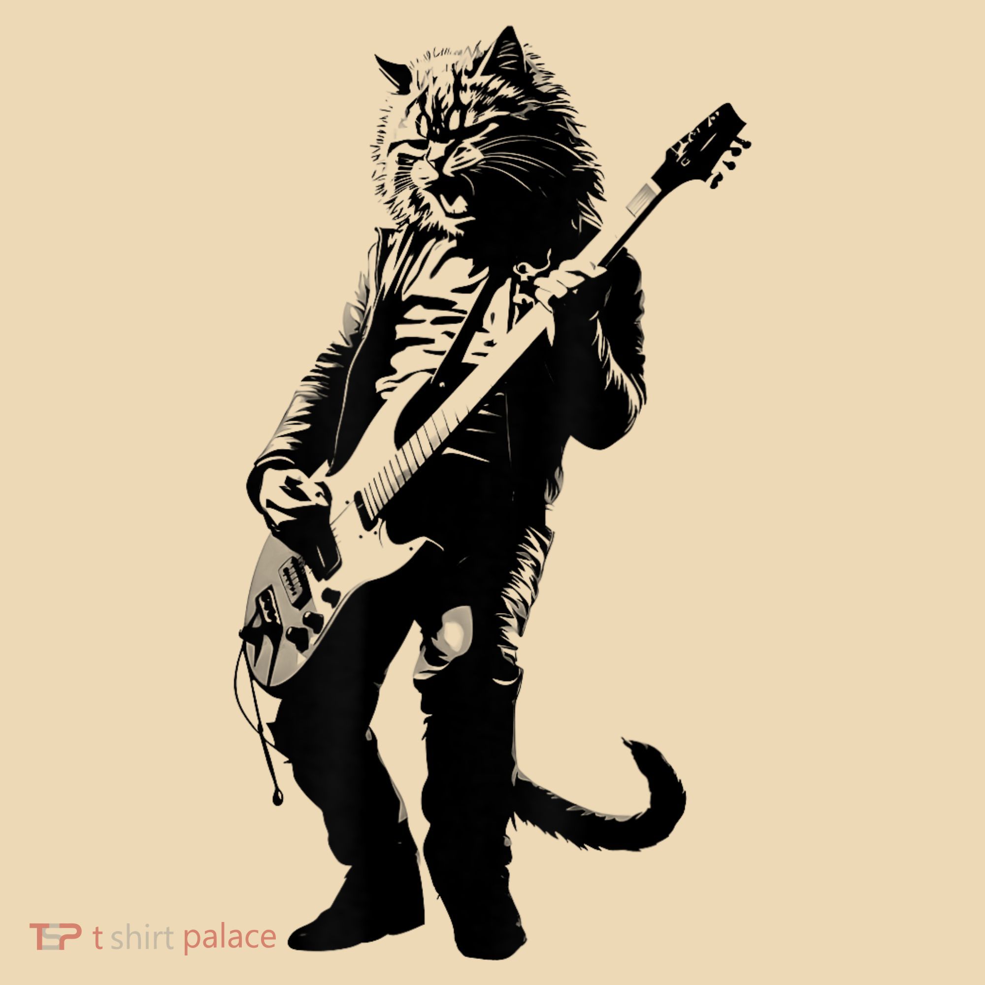 Rock Cat Playing Guitar Funny Guitar Cat Tote Bag