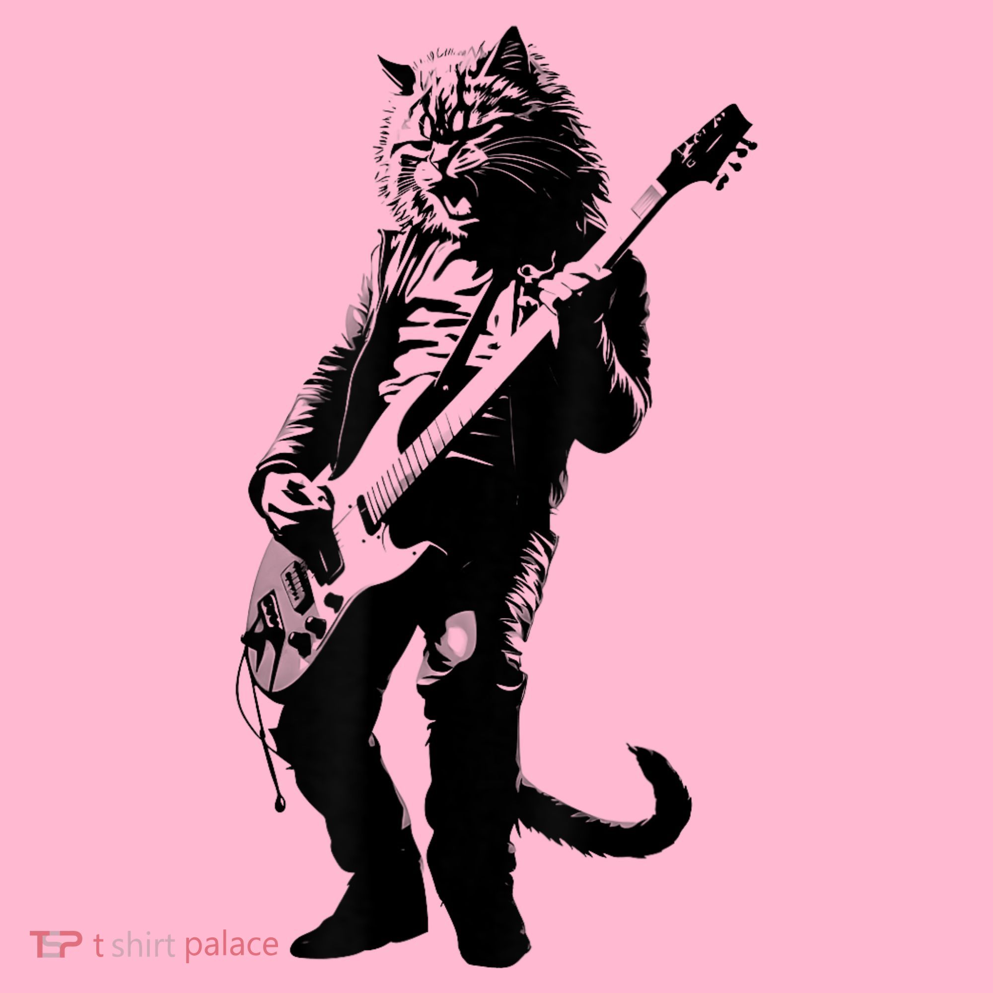 Rock Cat Playing Guitar Funny Guitar Cat Coaster