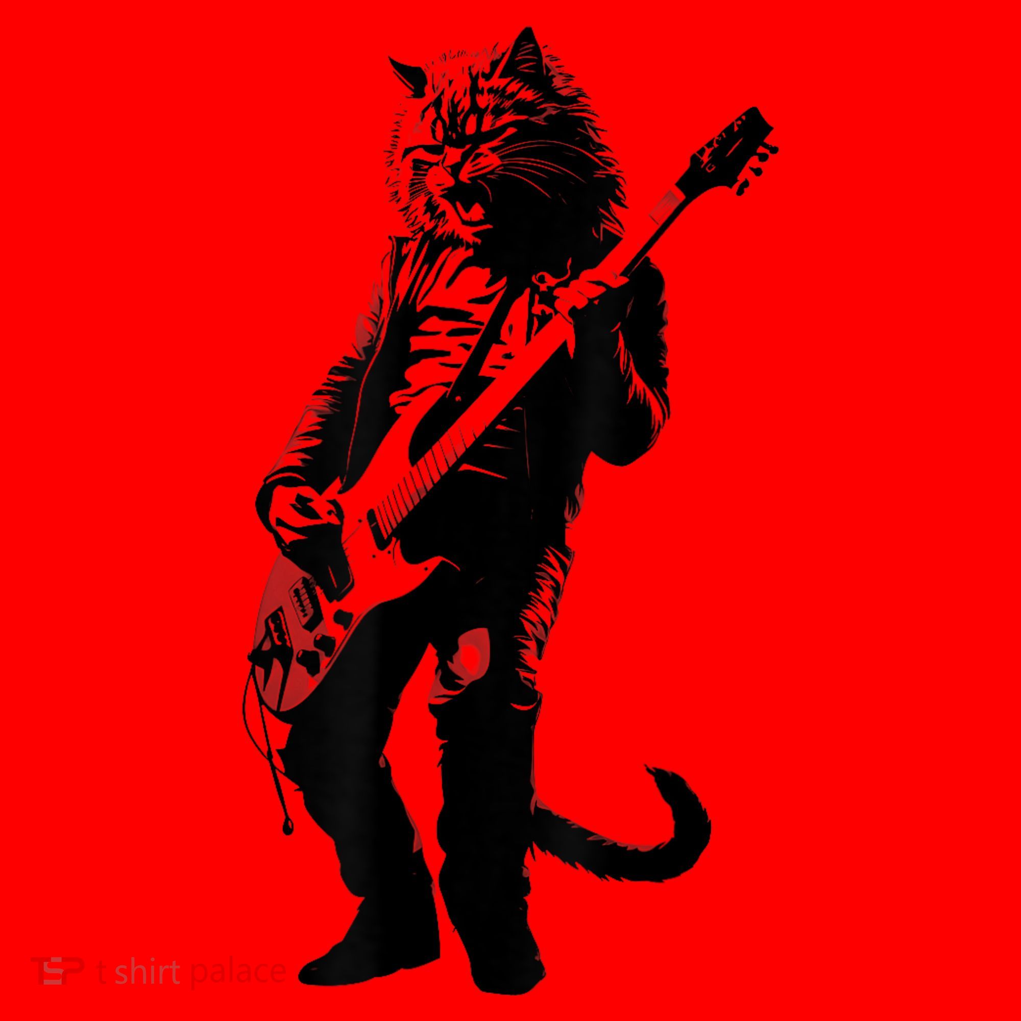 Rock Cat Playing Guitar Funny Guitar Cat Santa Hat