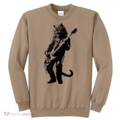 Rock Cat Playing Guitar Funny Guitar Cat Sweatshirt