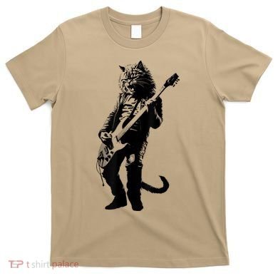 Rock Cat Playing Guitar Funny Guitar Cat T-Shirt