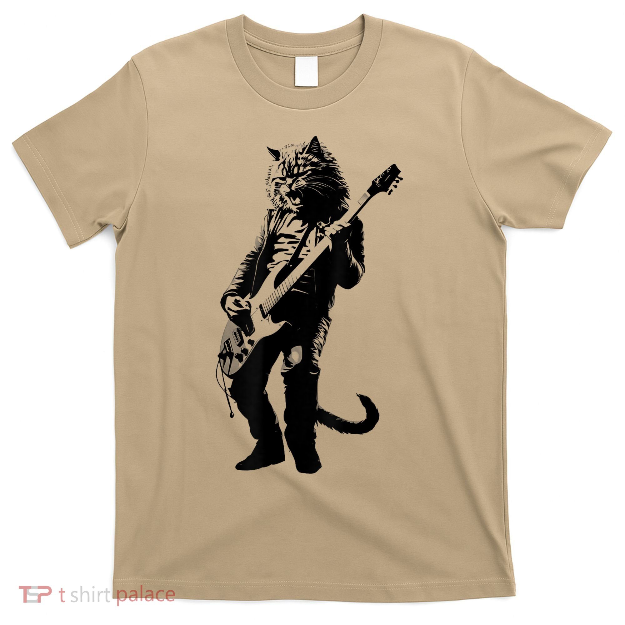 Rock Cat Playing Guitar Funny Guitar Cat T-Shirt
