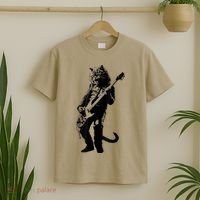 Rock Cat Playing Guitar Funny Guitar Cat T-Shirt thumb 2