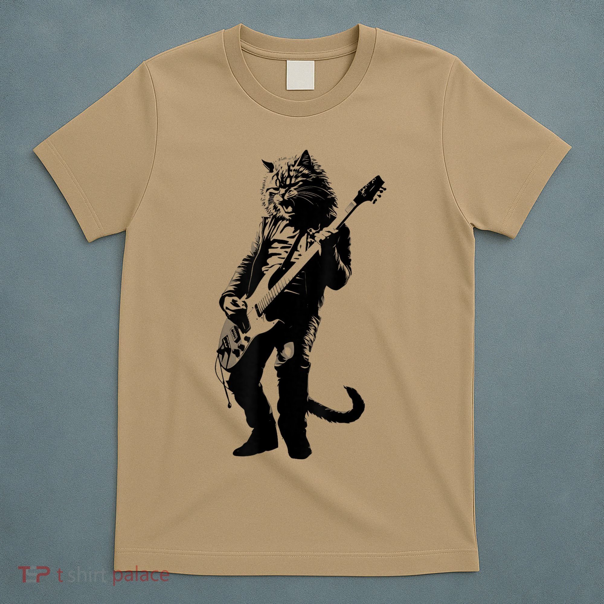 Rock Cat Playing Guitar Funny Guitar Cat T-Shirt