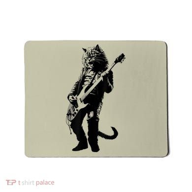 Rock Cat Playing Guitar Funny Guitar Cat Mousepad