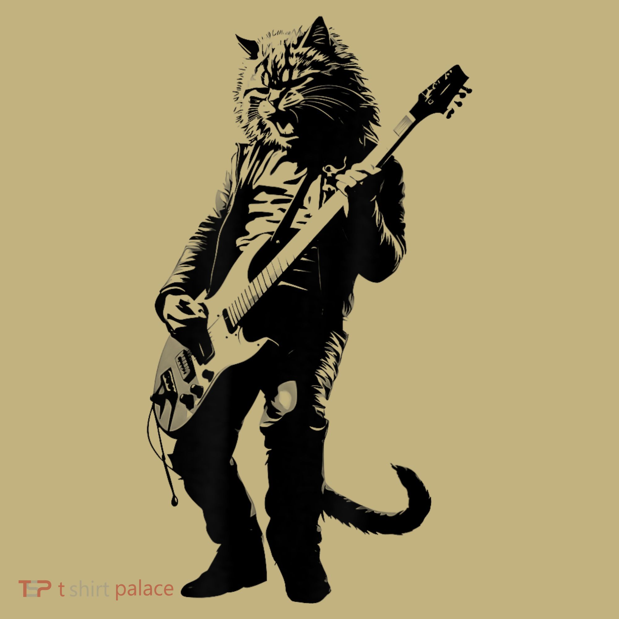 Rock Cat Playing Guitar Funny Guitar Cat Mousepad